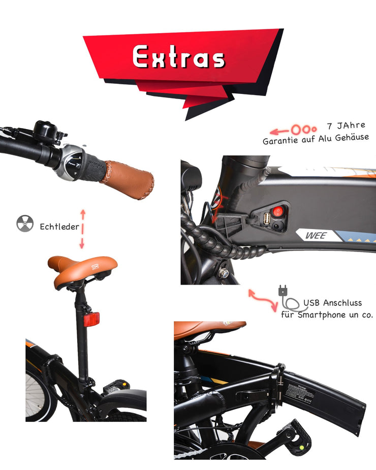 Ohmbike Marktneuheit 2020 !!! 20 Zoll Elektro Klapprad E-Klapprad Electric Bike Foldable E-Bike Cityrad CityBike Straßenzulassung Verkehrssicher Camping Bike Unisex Starke LG Li-ion Battery